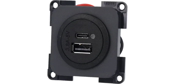 USB-Doppelladesteckdose C/A schwarz