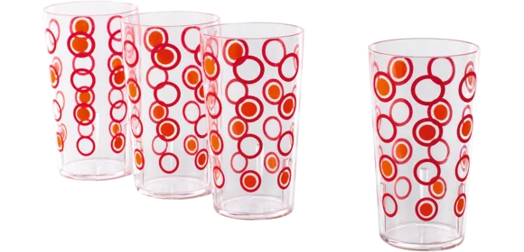Gläser 3+1 rot-orange
