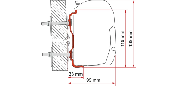 Adapter Hymer ab 2016, 350 cm