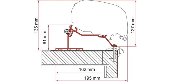 Adapter F80-F65 Caravan Roof 600cm