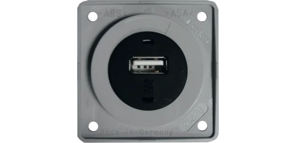 USB-Ladesteckdose grau glänzend