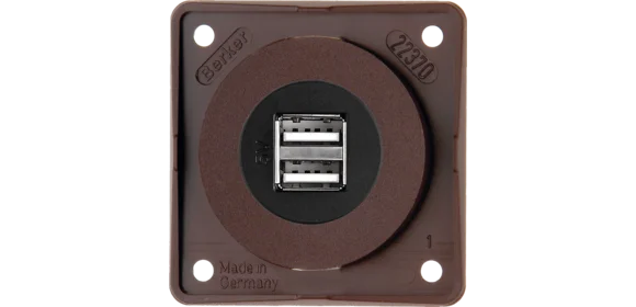 USB-Ladesteckdose 2fach braun matt