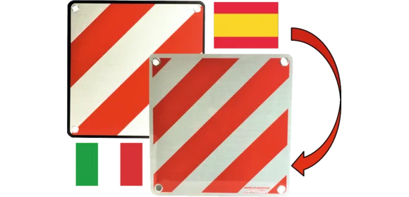 Alu-Warntafel Italien-Spanien 2in1
