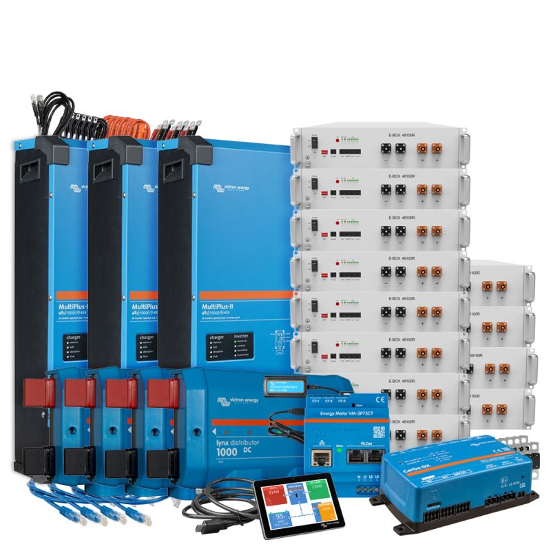 Offgridtec Backup-Kit Nachrüstsatz 61,4 kWh mit Pytes E-Box 48100R-TE+ Akku Victron Multiplus II 48/10000 3-Phasig mit Stromzähler