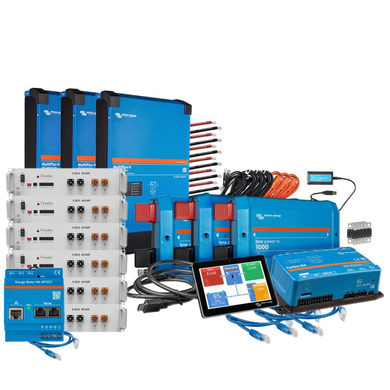 Offgridtec Backup-Kit Nachrüstsatz 30,7kWh mit Pytes 48100R-TE+ Akku Victron MultiPlus-II 48/5000 3-phasig mit Stromzähler