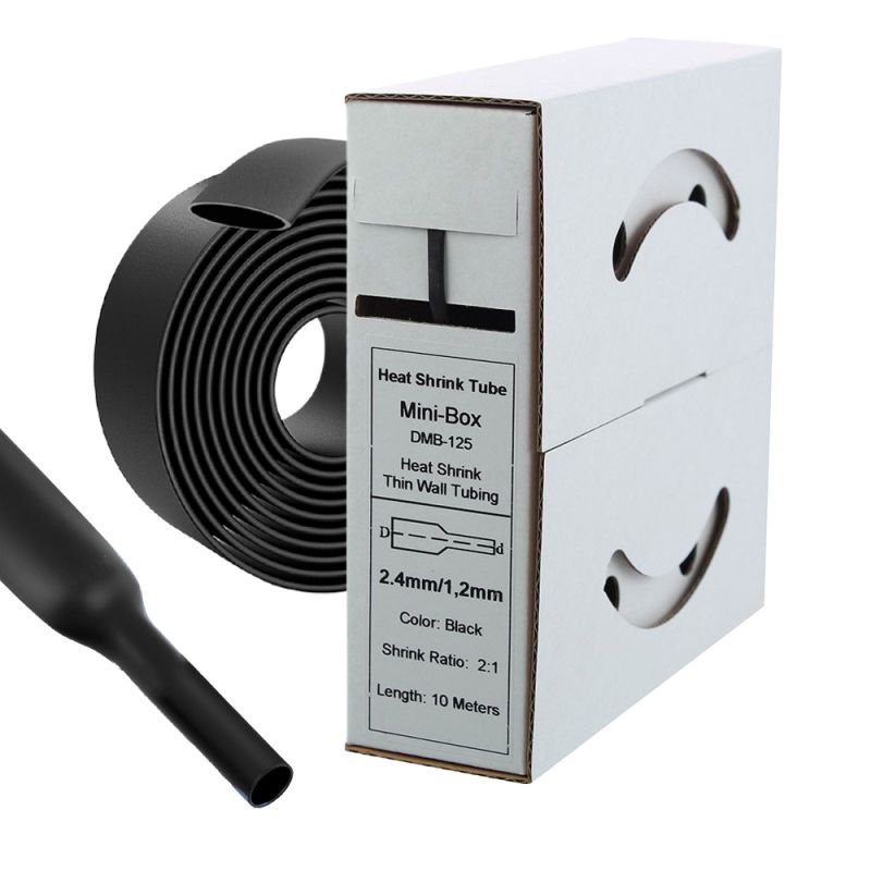 10 m Schrumpfschlauch 2,4 mm auf 1,2 mm Schwarz 2:1 – Offgridtec Kabelisolierung