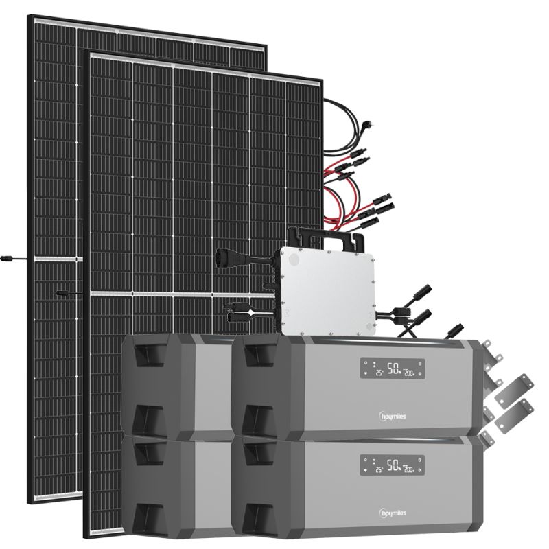 7,68 kWh 940W HiBattery HB-1920 Speichersystem Doppelglas Solarmodule inkl. Hoymiles HMS-800-2WB Wechselrichter 1-phasig
