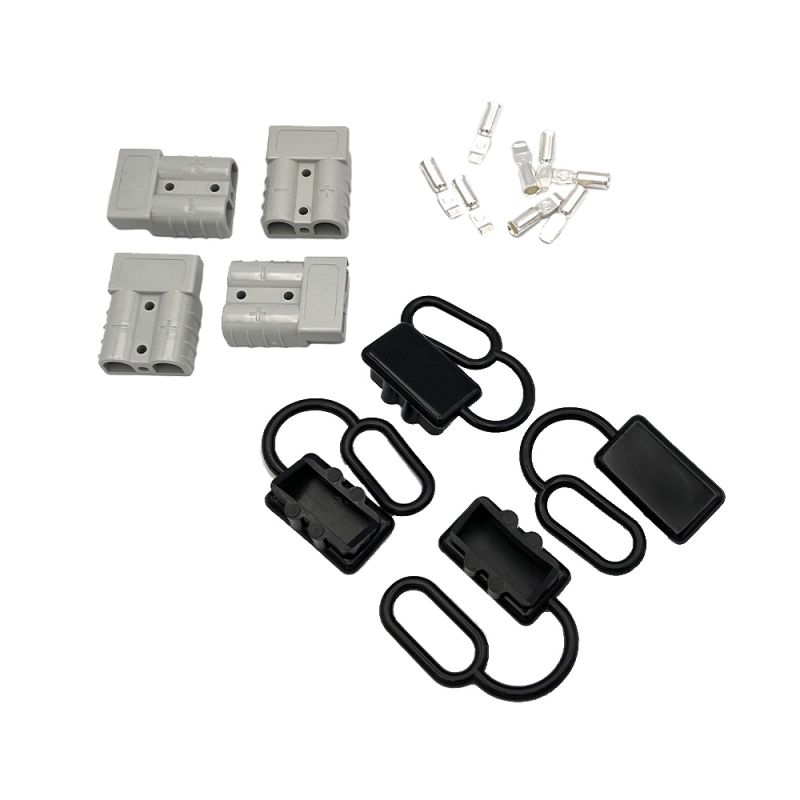 4er Set Anderson Stecker 50A max. 600V mit Staubschutzkappe Grau 6AWG