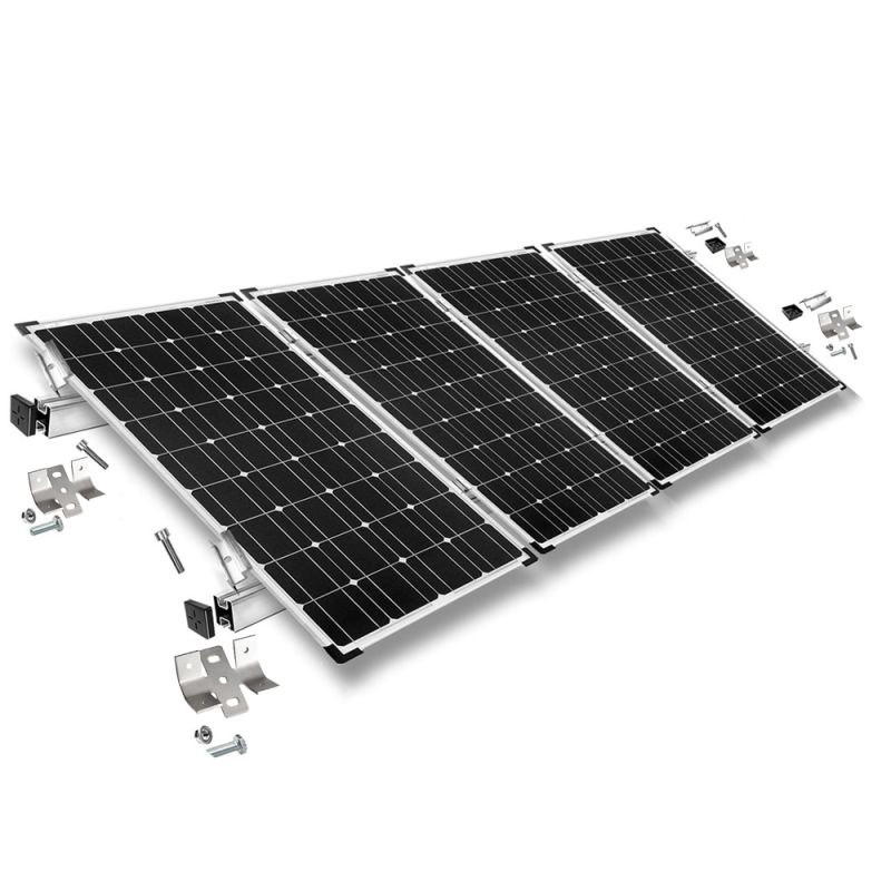 Befestigungskit mit Trapezklemmen für Blechdach 4 Solarpanel Rahmenhöhe 30mm