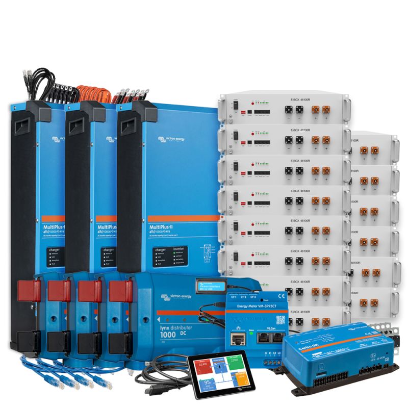 Offgridtec Backup-Kit Nachrüstsatz 71,7 kWh mit Pytes E-Box 48100R-TE+ Akku Victron Multiplus II 48/10000 3-Phasig mit Stromzähler