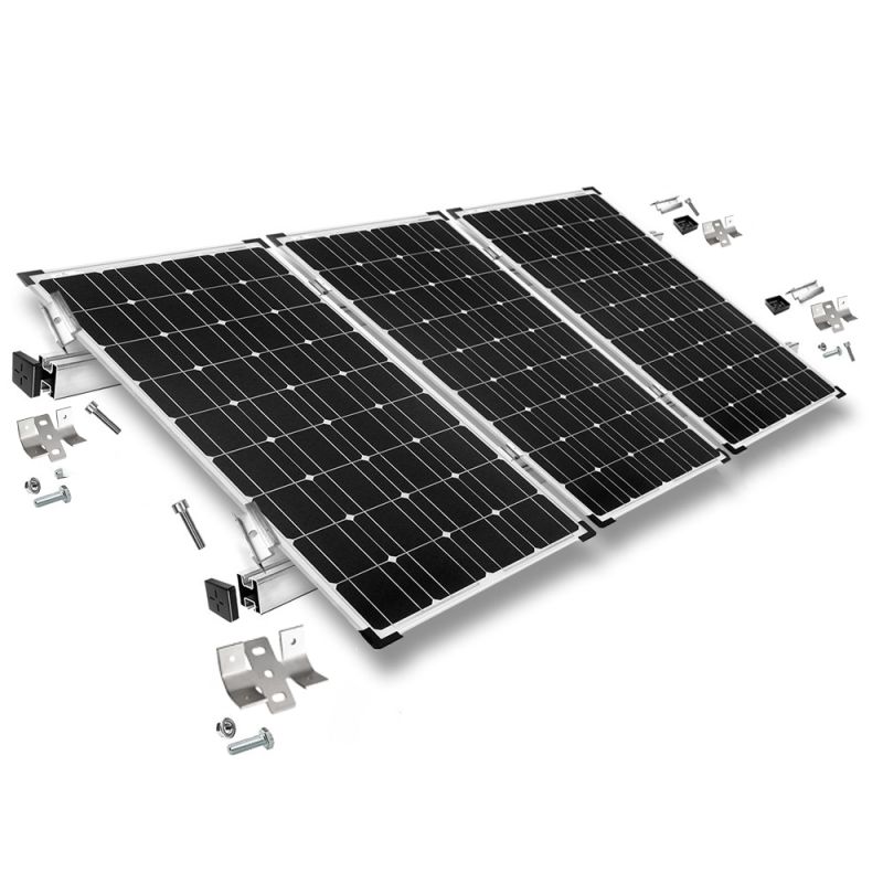 Befestigungskit mit Trapezklemmen für Blechdach 3 Solarpanel Rahmenhöhe 30mm