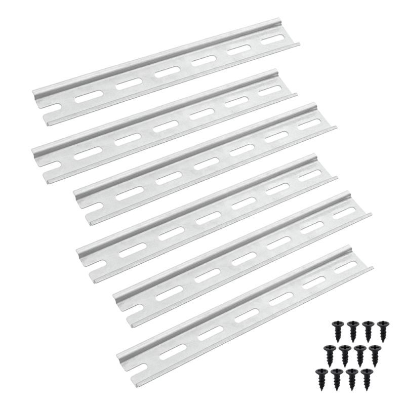 Offgridtec 6-tlg. Alu DIN-Schienen-Set – 6x20 cm, 35 mm breit, 7,5 mm hoch, 1,2 mm stark, Schaltschrank