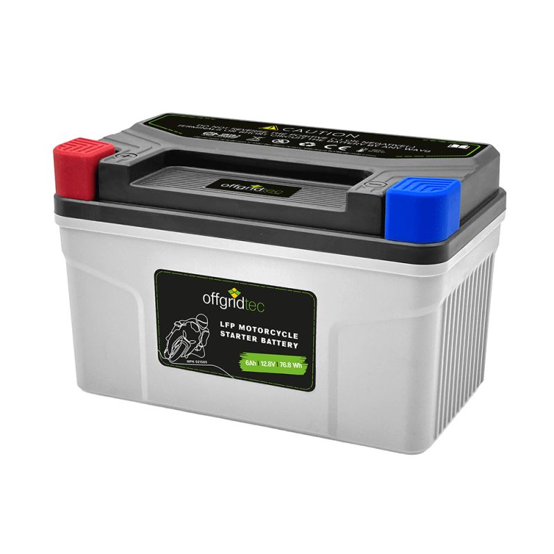 Offgridtec Motorradbatterie LiFePO4 12,8V 6Ah Starterbatterie YTX7A-BS, UTZ10S(MF), YTZ10S, UTX9-BS(MF)