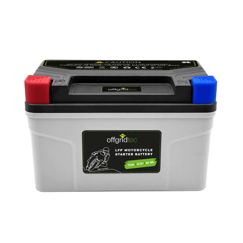 Offgridtec Motorradbatterie LiFePO4 12,8V 7,5Ah Starterbatterie YT12A-BS, YT14A-BS, UTX12-BS(MF), YTZ12S, YTX12-BS, YTZ14S, YB12B-B2