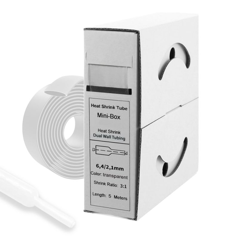5m Schrumpfschlauch mit Kleber 6mm>2mm transparent Ratio 3:1