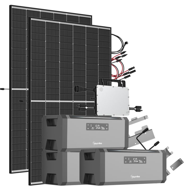 5,76 kWh 940W HiBattery HB-1920 Speichersystem Doppelglas Solarmodule inkl. Hoymiles HMS-800-2WB Wechselrichter 1-phasig