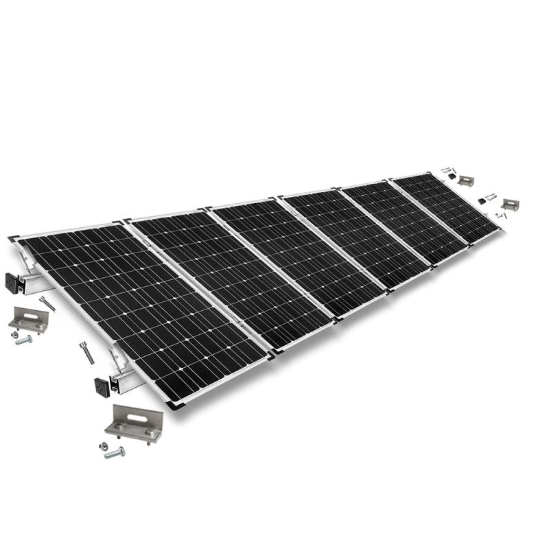 Befestigungskit mit Stehfalzklemmen für Schrägdachmontage 6 Solarpanele Rahmenhöhe 30mm