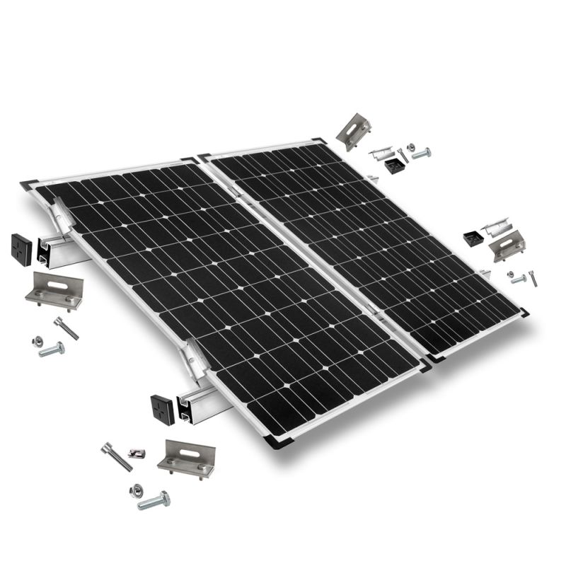 Befestigungskit mit Stehfalzklemmen für Schrägdachmontage 2 Solarpanele Rahmenhöhe 30mm