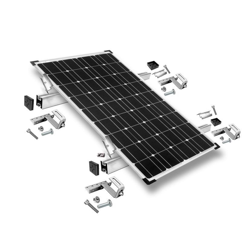 Befestigungskit mit Dachhaken 3-fach verstellbar (für Dachziegel) für Schrägdachmontage 1 Solarpanel Rahmenhöhe 30mm