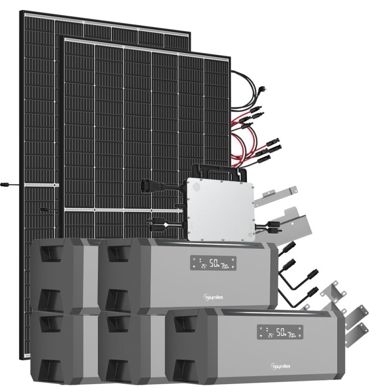 9,60 kWh 940W HiBattery HB-1920 Speichersystem Doppelglas Solarmodule inkl. Hoymiles HMS-800-2WB Wechselrichter 1-phasig