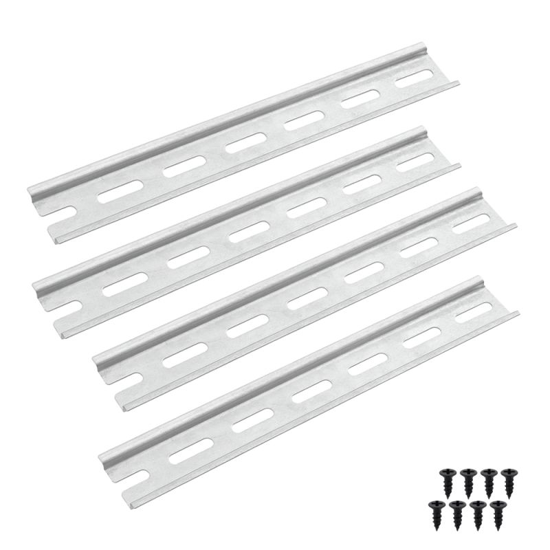 Offgridtec 4-tlg. Alu DIN-Schienen-Set – 4x20 cm, 35 mm breit, 7,5 mm hoch, 1,2 mm stark, Schaltschrank