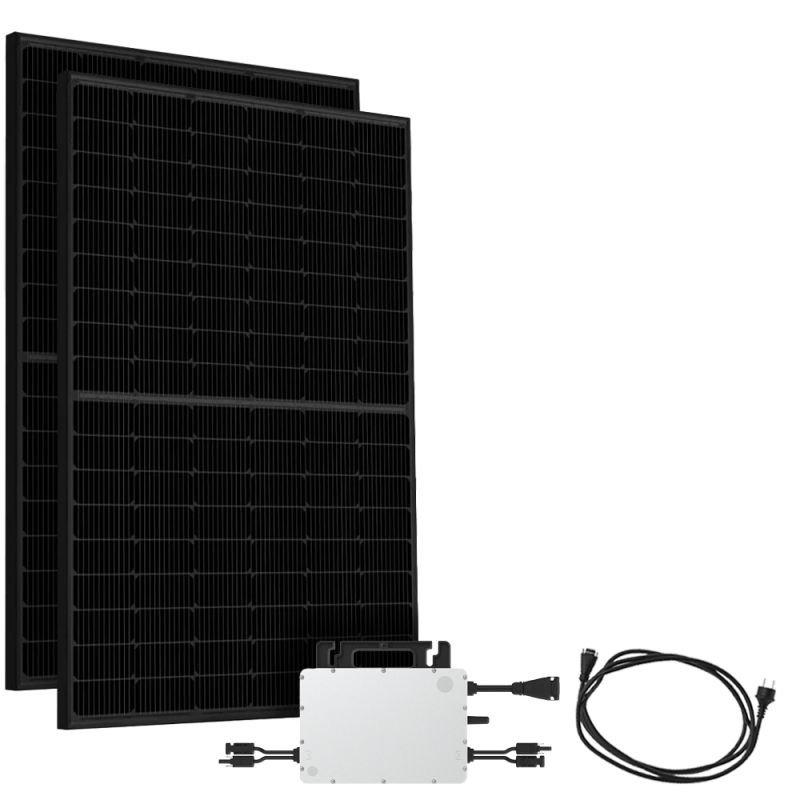 Offgridtec® Solar-Direct 900W HMS-800-2WB Balkonkraftwerk Bifazial Full Black Schukosteckdose - 5m - Ohne Halterung