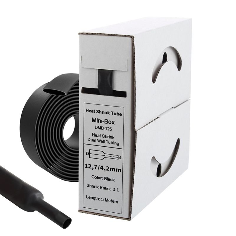 5m Schrumpfschlauch mit Kleber 12mm>4mm schwarz Ratio 3:1