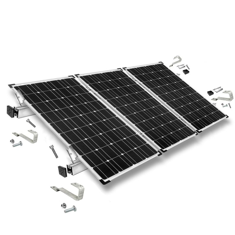 Befestigungskit mit Biberschwanz Dachhaken für Schrägdachmontage 3 Solarpanels Rahmenhöhe 40mm