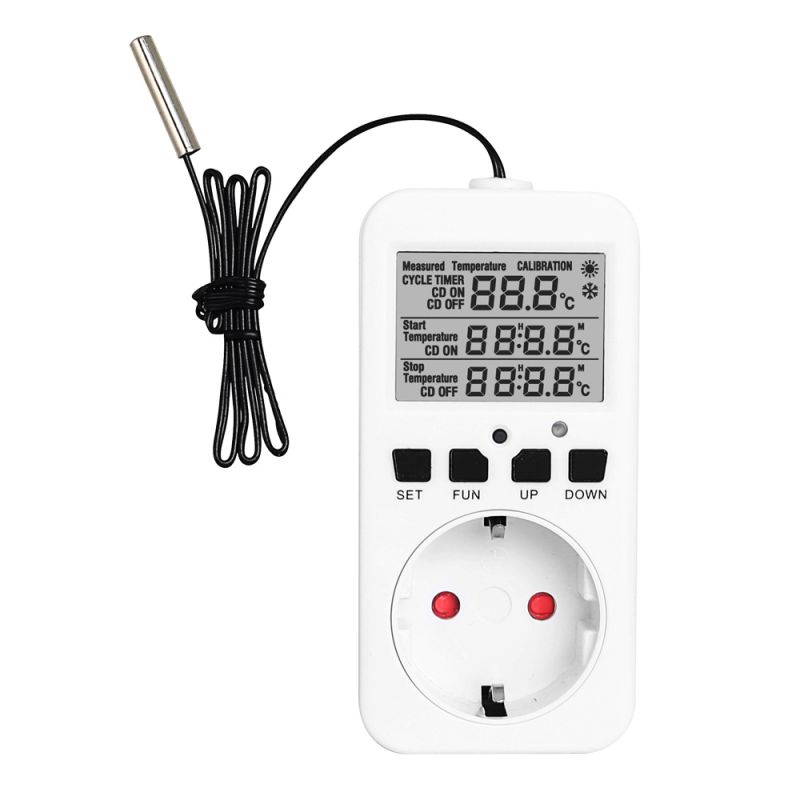 Temperaturregler für Steckdose mit Digitalanzeige und externem Sensor (50cm)
