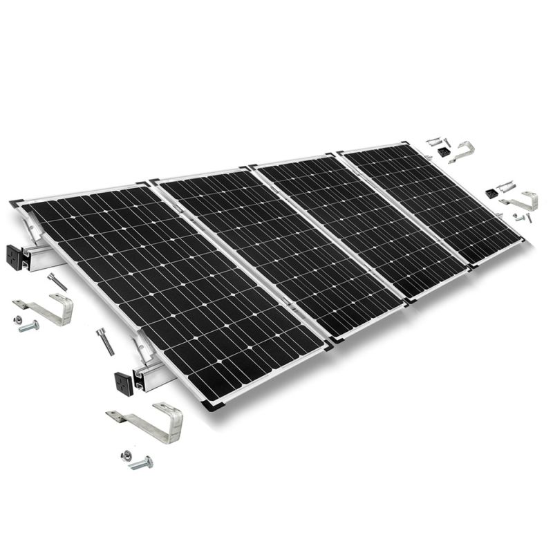 Befestigungskit mit Biberschwanz Dachhaken für Schrägdachmontage 4 Solarpanels Rahmenhöhe 40mm