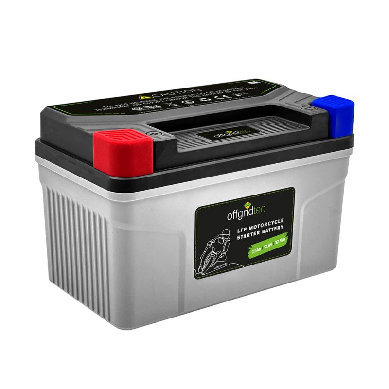Offgridtec Motorradbatterie LiFePO4 12,8V 2,5Ah Starterbatterie YTX7A-BS