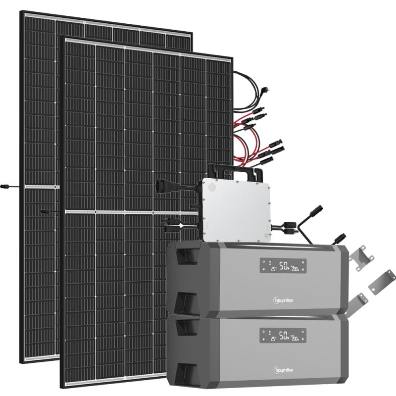 3,84 kWh 940W HiBattery HB-1920 Speichersystem Doppelglas Solarmodule inkl. Hoymiles HMS-800-2WB Wechselrichter 1-phasig