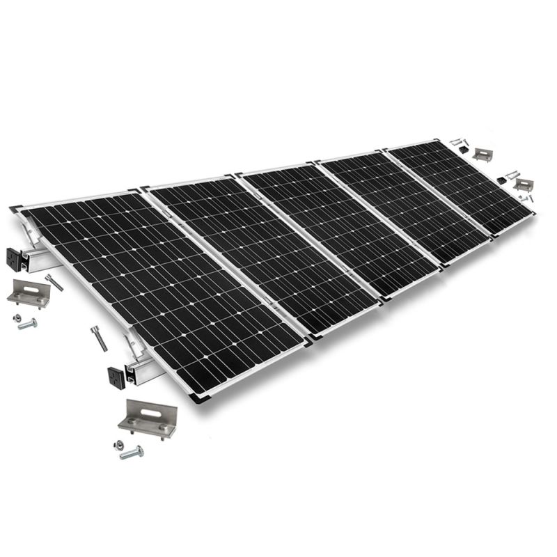 Befestigungskit mit Stehfalzklemmen für Schrägdachmontage 5 Solarpanele Rahmenhöhe 30mm