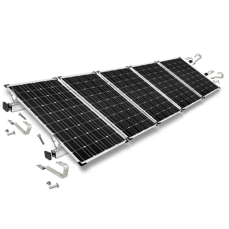 Befestigungskit mit Biberschwanz Dachhaken für Schrägdachmontage 5 Solarpanels Rahmenhöhe 35mm