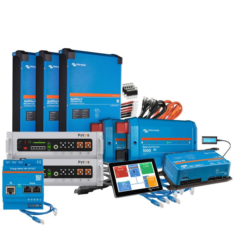Offgridtec Backup-Kit 10,24kWh Pytes V5a Akku - Victron MultiPlus II 48/3000 Wechselrichter 3-Phasig mit Stromzähler