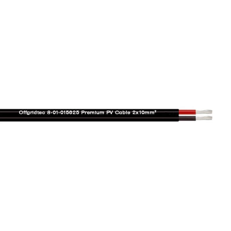 Offgridtec Solarkabel 2x10mm² H1Z2Z2-K Zweiadriges Solarkabel Schwarz